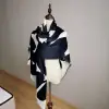 A large blue and white dual-color scarf, silk scarf and shawl for both use details Picture